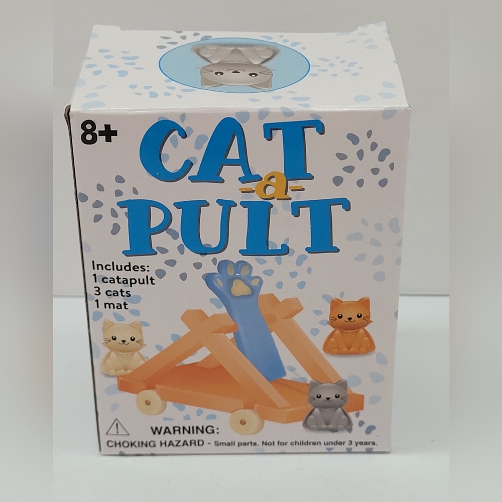 New "CAT- A- PULT" Mini Desktop Game Includes 3 Cats, 1 Catapult, 1 Target. Have
